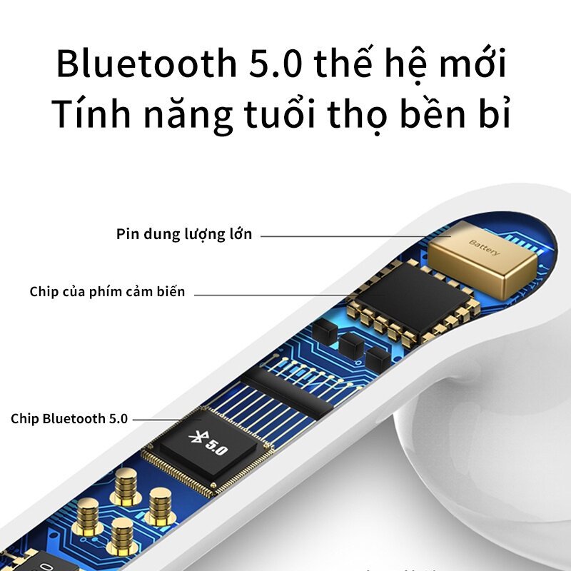 Tai Nghe Bluetooth Không Dây I12 TWS Full Box PAOLU Cảm Ứng Âm Thanh Có Mic Đàm Thoại