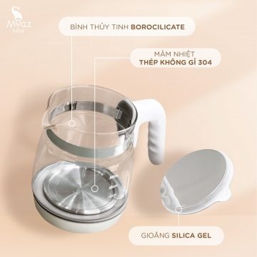 Bình đun nước thông minh MOAZ BÉBÉ MB – 002 nấu nước pha sữa cho bé, giữ nhiệt 24h, hâm nước, Bebe MB012