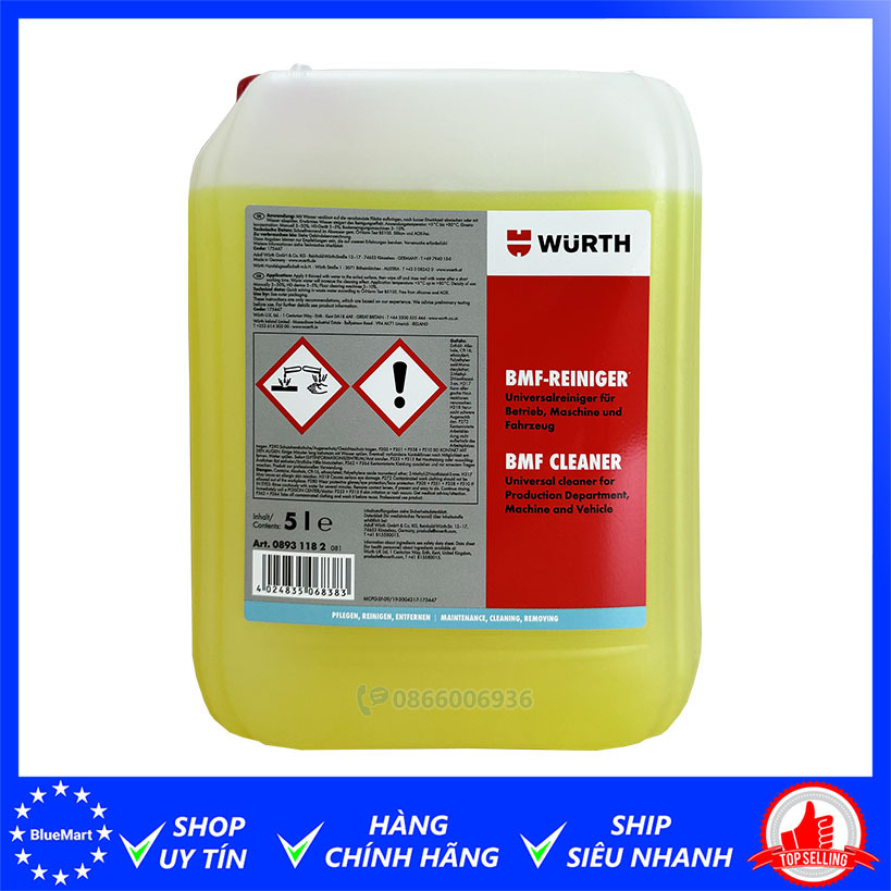 Dung dịch BMF Wurth tẩy rửa vệ sinh ô tô đa năng, nội thất, ngoại thất, khoang động cơ xe ôtô - can 5L