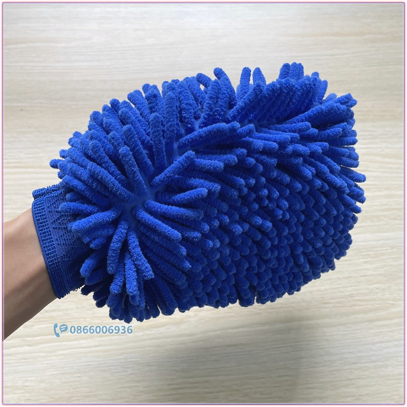 Găng tay rửa xe san hô microfiber sợi dài, rửa xe máy ô tô chống trầy xước sơn L2517