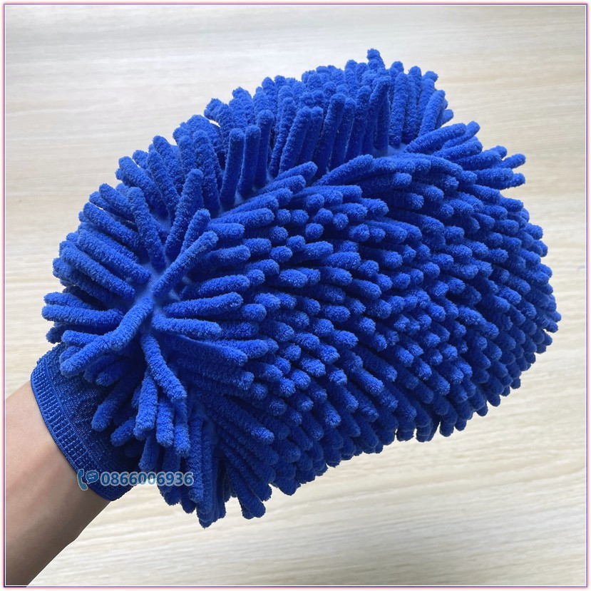 Găng tay rửa xe san hô microfiber sợi dài, rửa xe máy ô tô chống trầy xước sơn L2517