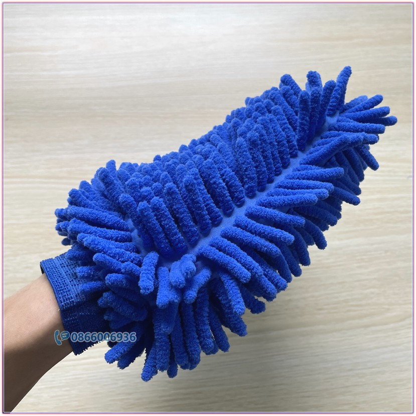 Găng tay rửa xe san hô microfiber sợi dài, rửa xe máy ô tô chống trầy xước sơn L2517