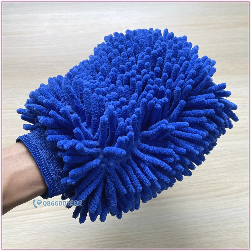 Găng tay rửa xe san hô microfiber sợi dài, rửa xe máy ô tô chống trầy xước sơn L2517