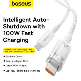 Cáp Sạc Nhanh Baseus Explorer 100W PD Type-C to Type-C | Tự Động Kiểm Soát Nhiệt Độ