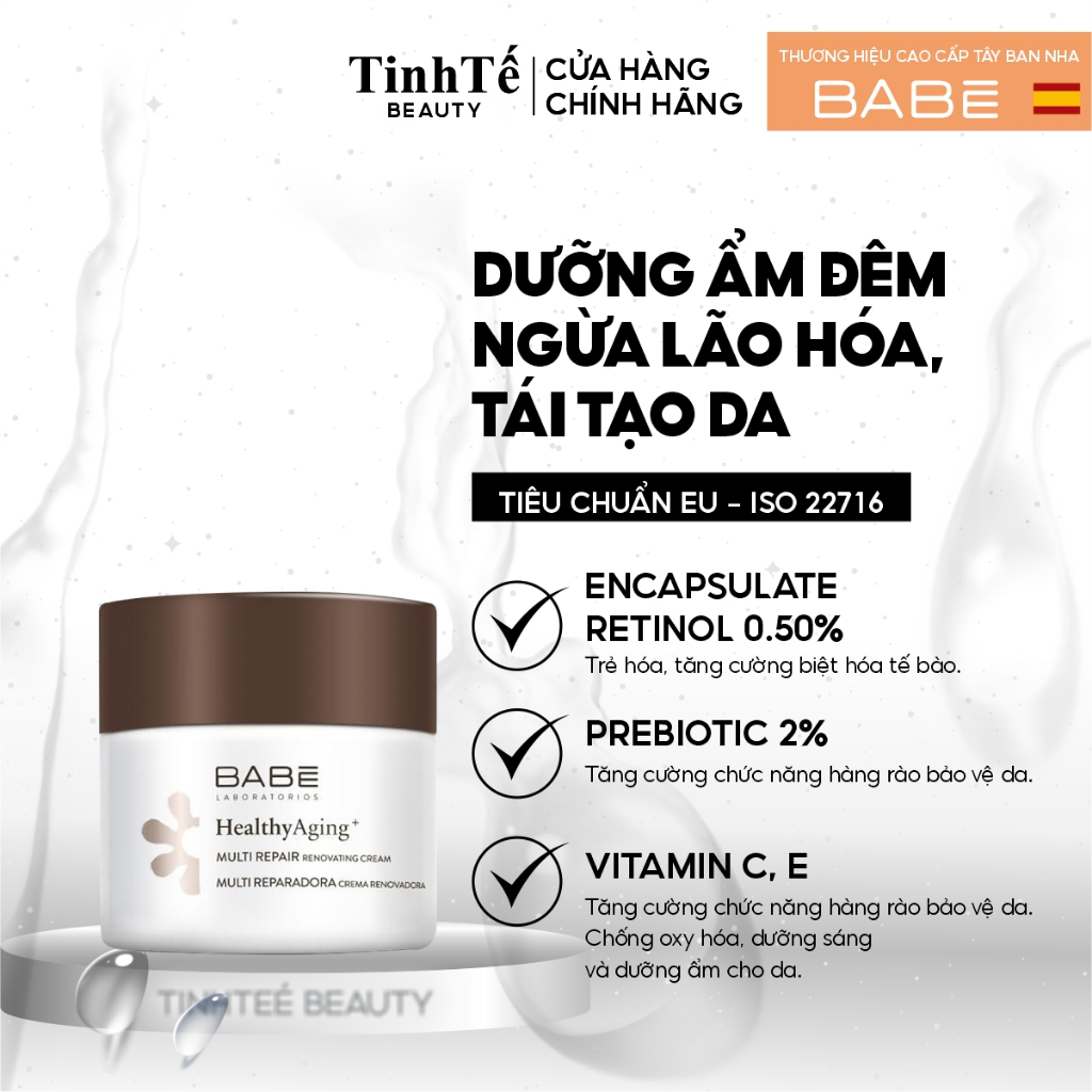 Kem dưỡng BABE Multi Repair Renovating Night Cream chống lão hoá, tái tạo da ban đêm 50ml