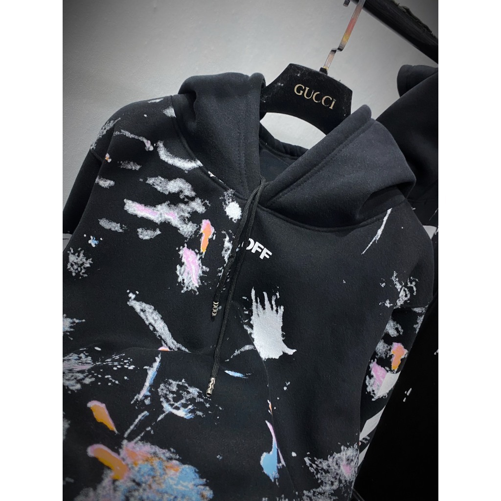Áo hoodie OFF WHITE Vẩy Sơn vải cotton nguyên chất - Áo OFF Thời Trang Boy Phố