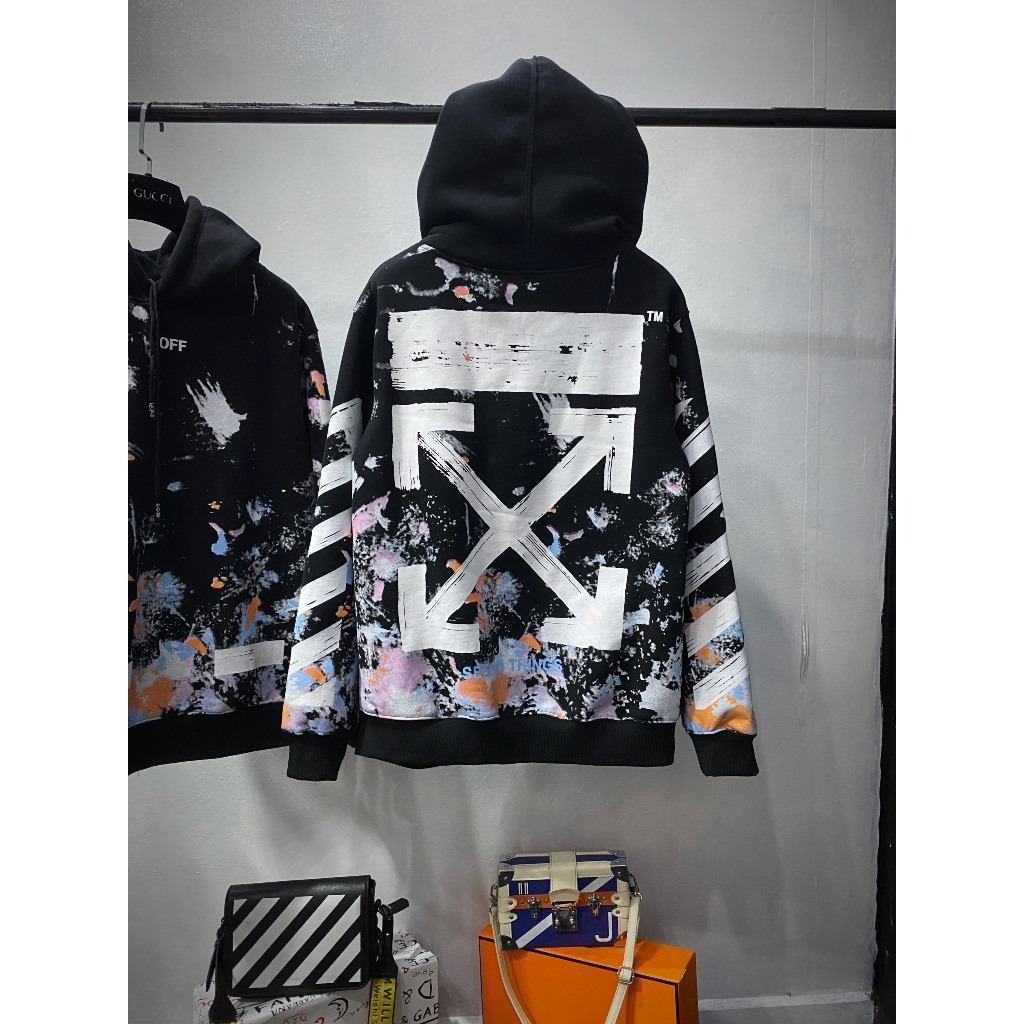 Áo hoodie OFF WHITE Vẩy Sơn vải cotton nguyên chất - Áo OFF Thời Trang Boy Phố