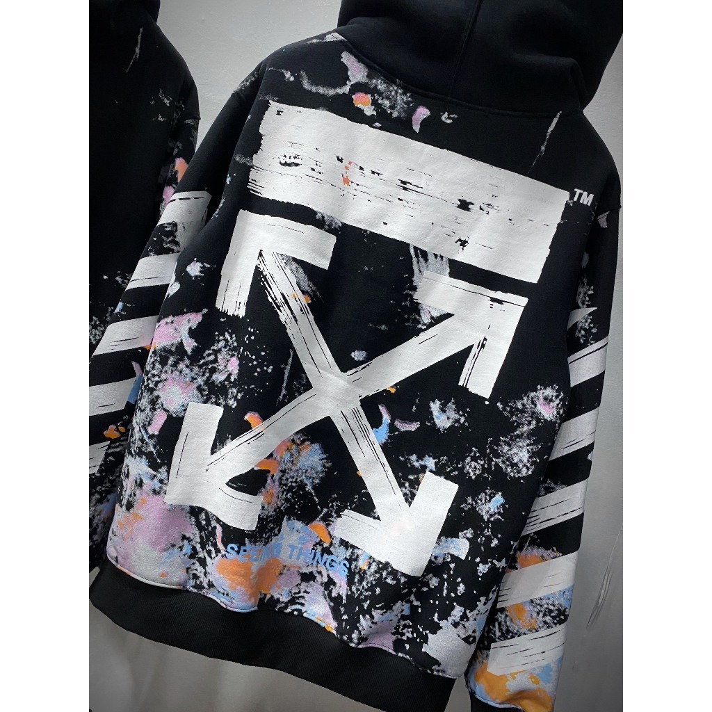 Áo hoodie OFF WHITE Vẩy Sơn vải cotton nguyên chất - Áo OFF Thời Trang Boy Phố