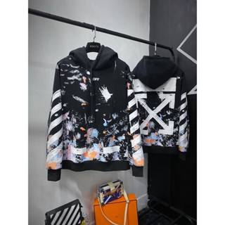 Áo hoodie OFF WHITE Vẩy Sơn vải cotton nguyên chất - Áo OFF Thời Trang Boy Phố