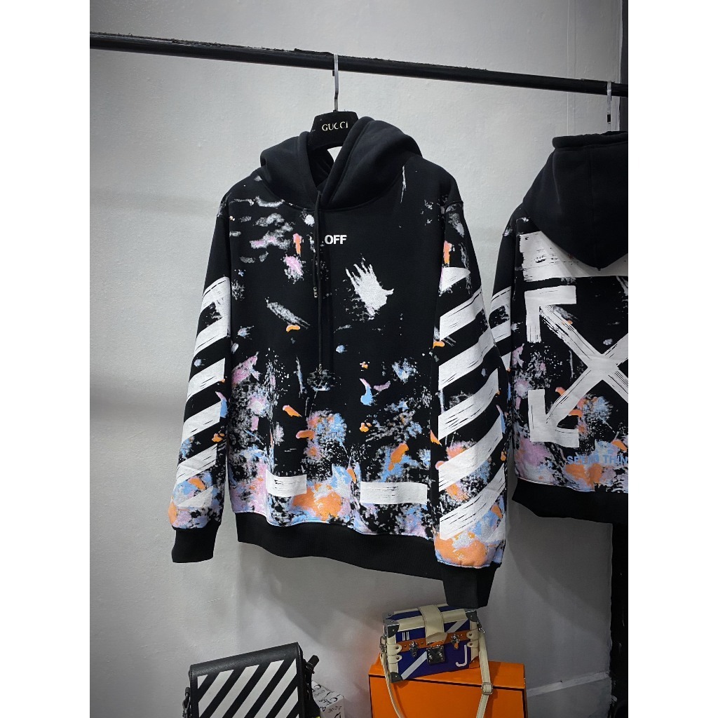 Áo hoodie OFF WHITE Vẩy Sơn vải cotton nguyên chất - Áo OFF Thời Trang Boy Phố