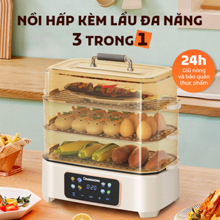 Nồi Hấp Điện Kèm Lẩu Đa Năng 3 Tầng 36L 3 In 1 Siêu Tiện Lợi Công Suất Lên