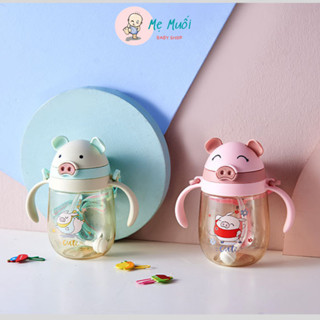 Bình Tập Hút Cho Bé Có Van Chống Sặc 350ml Có Tay Cầm Kèm Dây Đeo -Memuoibabyshop