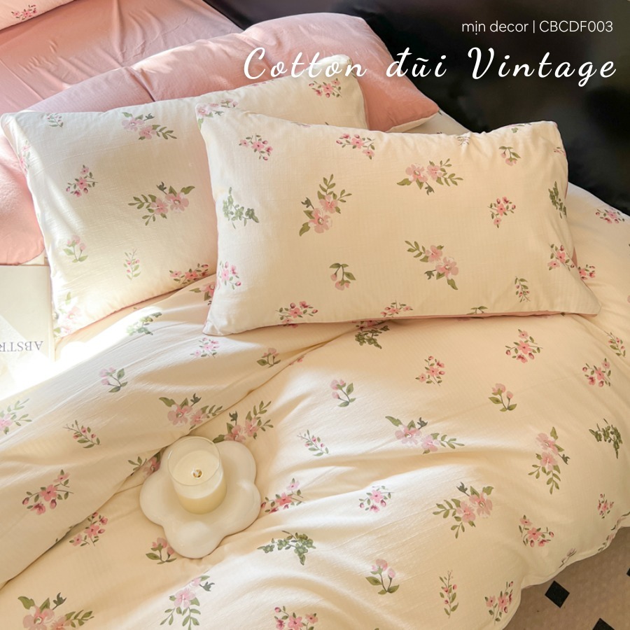 Bộ Chăn Ga Gối Cotton Đũi Vintage Mịn Decor Ga Giường Đủ Size 1m2 1m4 1m6 18 2m 2m2 Bo Chun Miễn Phí (Không Kèm Ruột)