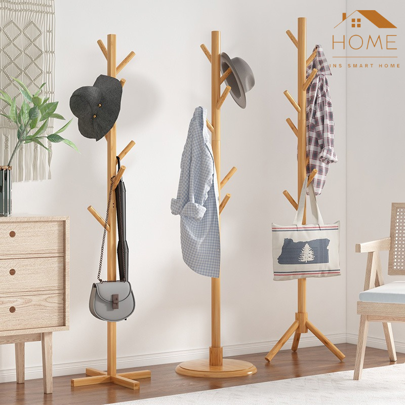 Cây Treo Quần Áo Đứng Bằng Gỗ Tự Nhiên Kiểu Dáng Hàn Quốc, Giá Treo Đồ Decor Phòng Ngủ, Phòng Khách, Văn Phòng, Homestay