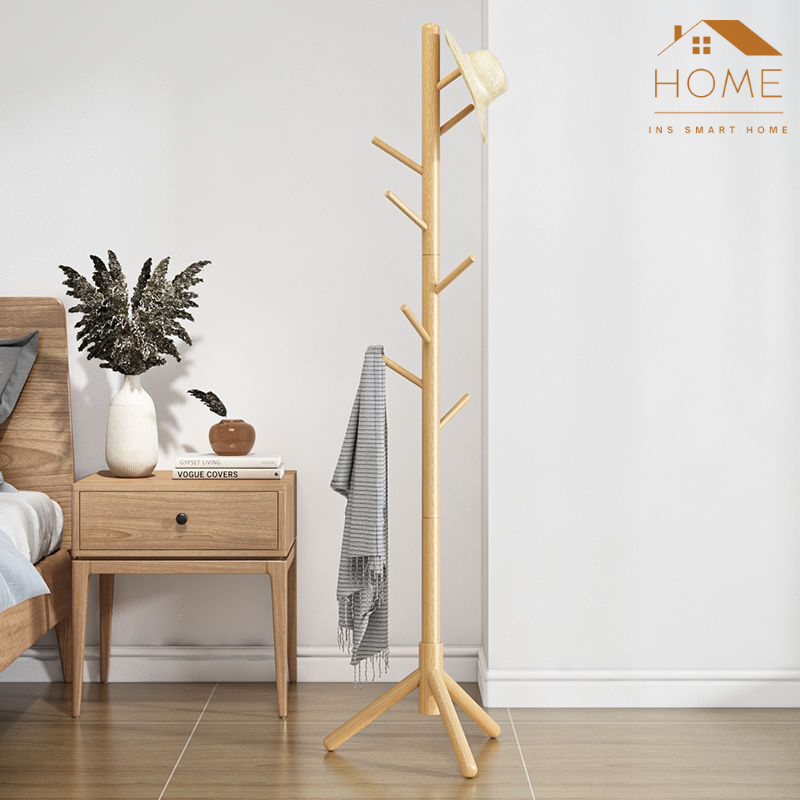 Cây Treo Quần Áo Đứng Bằng Gỗ Tự Nhiên Kiểu Dáng Hàn Quốc, Giá Treo Đồ Decor Phòng Ngủ, Phòng Khách, Văn Phòng, Homestay