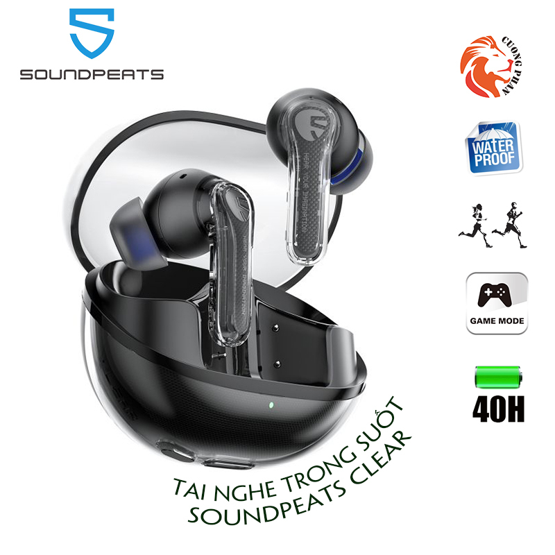 Tai Nghe Nhét Tai Bluetooth Không Dây SoundPEATS CLEAR - Chống Nước IPX4 - Phù Hợp Học Tập, Game, Văn Phòng, Gym