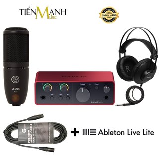 Full bộ soundcard focusrite solo gen 4 - micro thu âm akg p120 - tai nghe kiểm âm akg k52