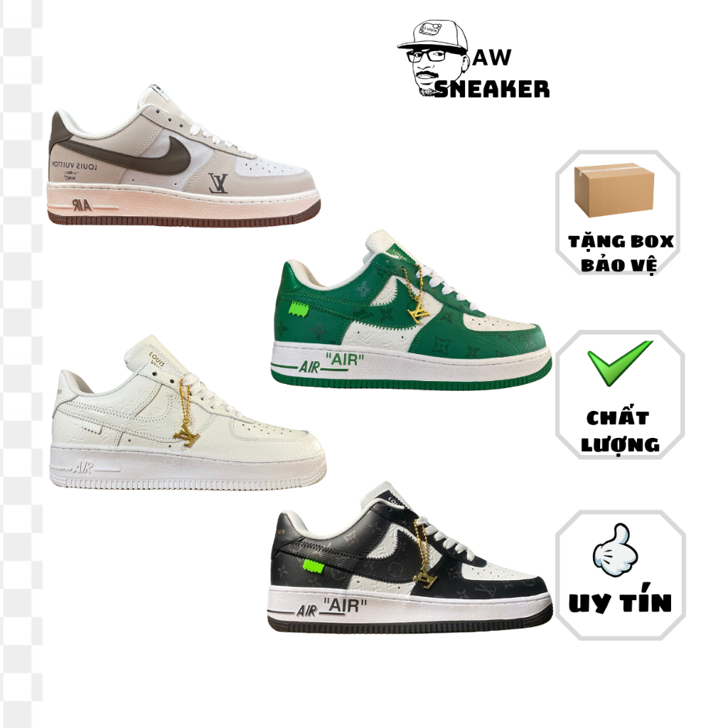 Giày thể thao A_F1 LV xanh lá-trắng 2022, Giày sneaker A_F1 lv dành cho nam nữ hàng chuẩn S.CẤP full bill box phụkiện