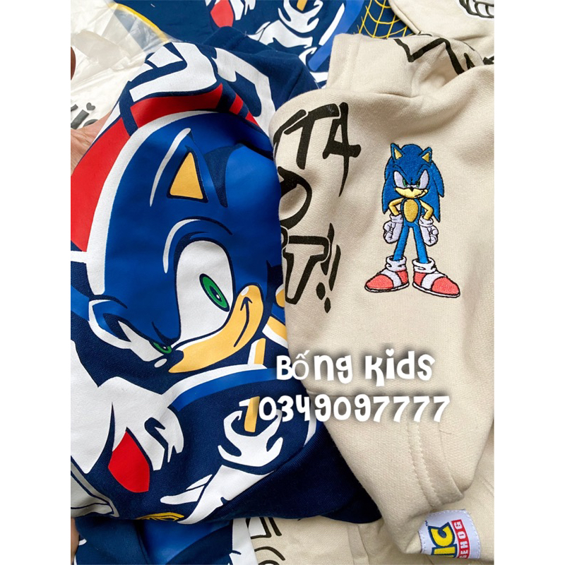 Bộ Nỉ Hoodie Bé Trai Sonic