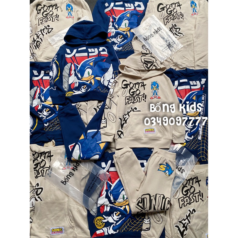 Bộ Nỉ Hoodie Bé Trai Sonic