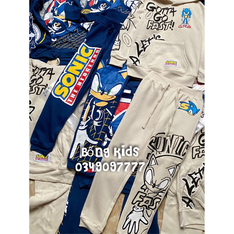 Bộ Nỉ Hoodie Bé Trai Sonic