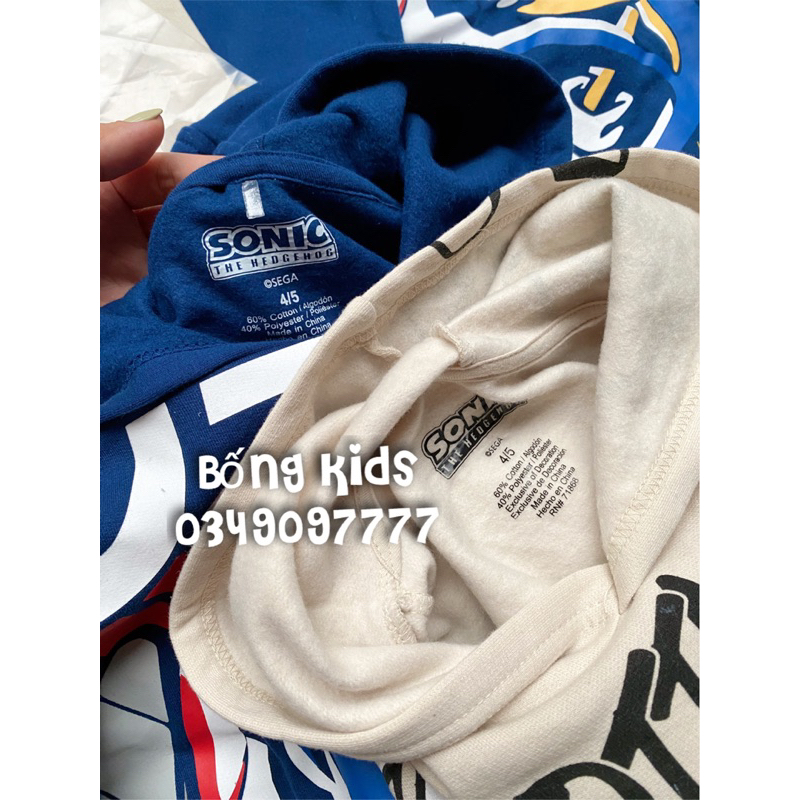 Bộ Nỉ Hoodie Bé Trai Sonic