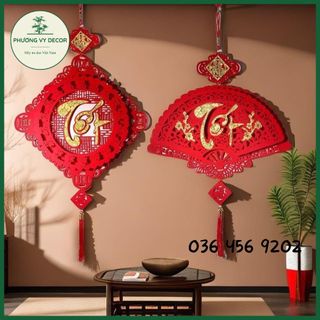Khánh nhung 3d trang trí tết, phụ kiện decor tết nhiều chữ may mắn Phương Vy Decor