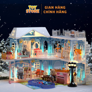 Bộ đồ chơi nhà búp bê nhà thỏ giáng sinh pha lê bằng nhựa cao cấp cho bé toystore FUDAER