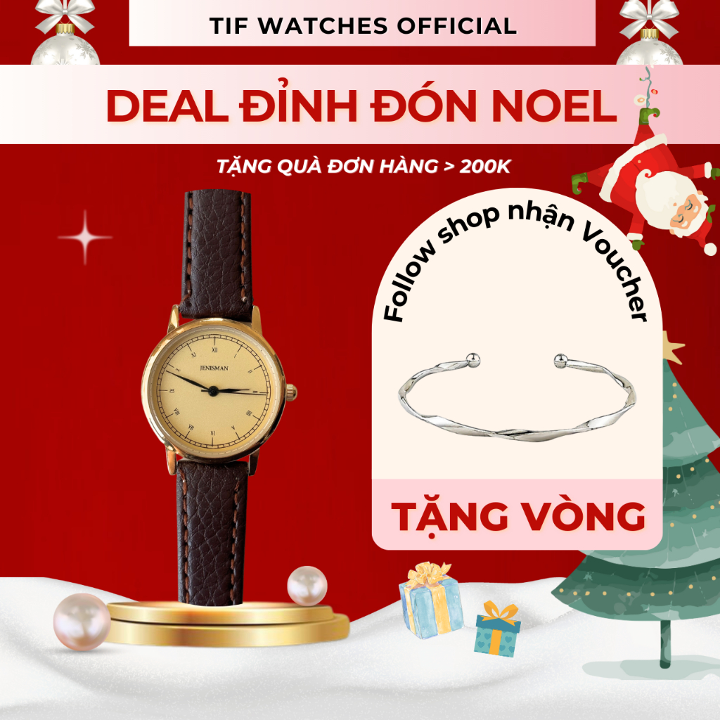 Đồng Hồ Đeo Tay Nữ JESSI Vintage Tif Watches Dây Da Thon Gọn Ôm Tay Phong Cách Cổ Điển