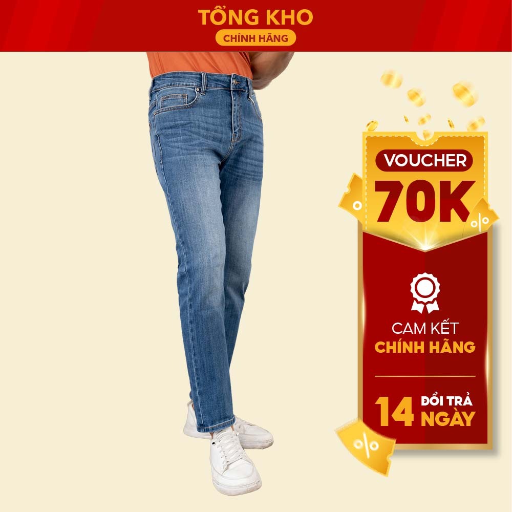 Quần jeans nam slimfit coolmax mát mẻ thấm hút tốt giữ phom dáng QJM5043