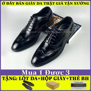 Giày tây nam oxfords buộc dây da bò đế cao su khâu chỉ bảo hành 1 năm GT339