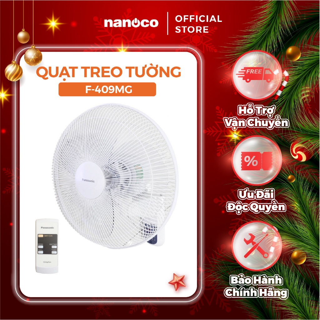 Quạt treo tường Panasonic F-409MG/ F-409MB màu trắng ngà, màu xanh công suất 51W