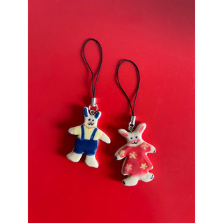 Móc khoá handmade gốm sứ mặt hình thỏ