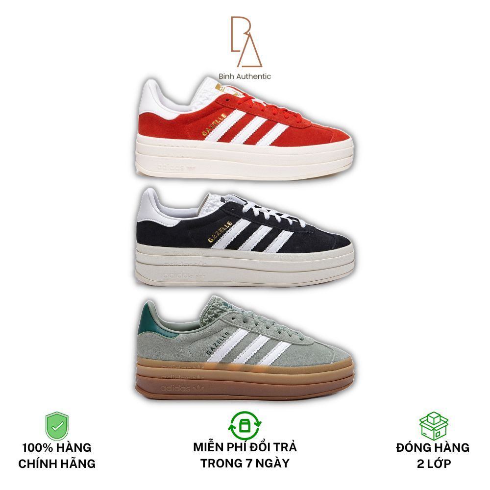 Chính Hãng Giày Adidas Gazelle Bold Red v Black v Green v Pink Gum shop Binh Authentic VN