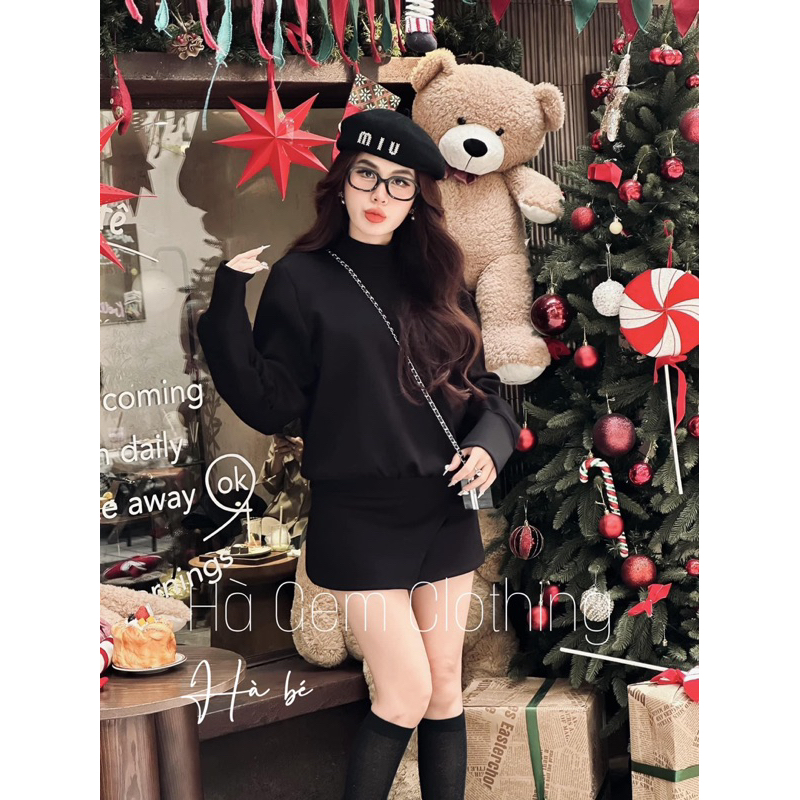 Set đầm dài tay nữ mặc đi noel mặc tết siêu hot