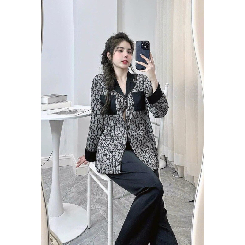 ♥️Hàng QC♥️Pijama tay dài quần dài 2 túi DOZZIRA dior’r_Thanhhien997_lụa satin cao cấp 736.
