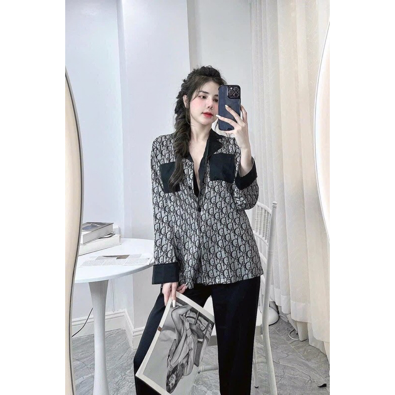 ♥️Hàng QC♥️Pijama tay dài quần dài 2 túi DOZZIRA dior’r_Thanhhien997_lụa satin cao cấp 736.