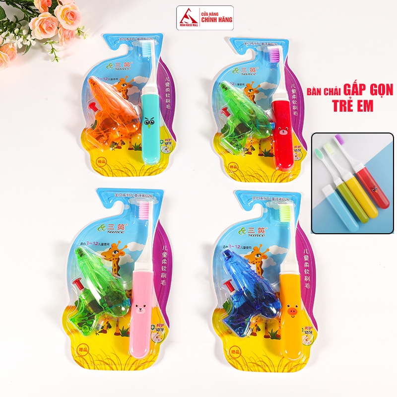 Bàn chải đánh răng Du lịch gấp gọn, lông mềm trẻ em Kids Minh House Mall