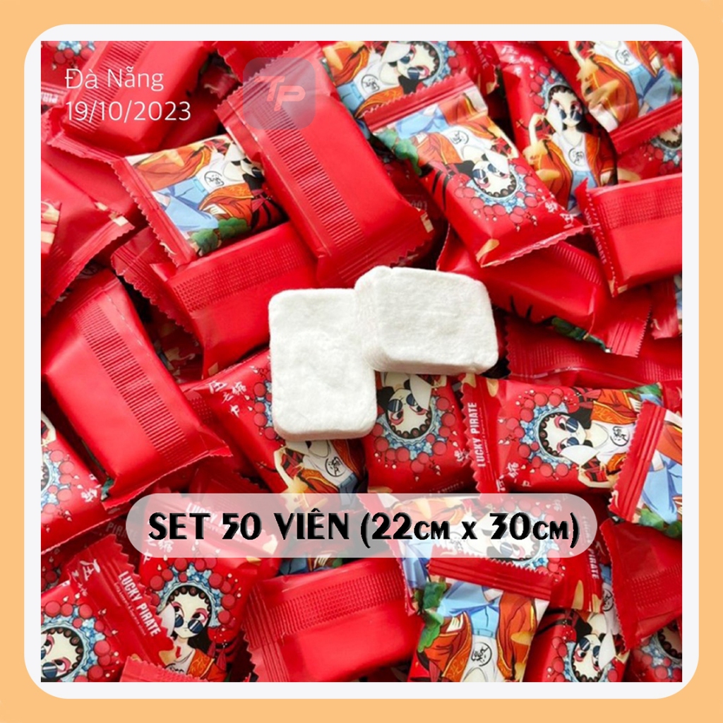 SET 50 VIÊN KHĂN NÉN CHỮ NHẬT