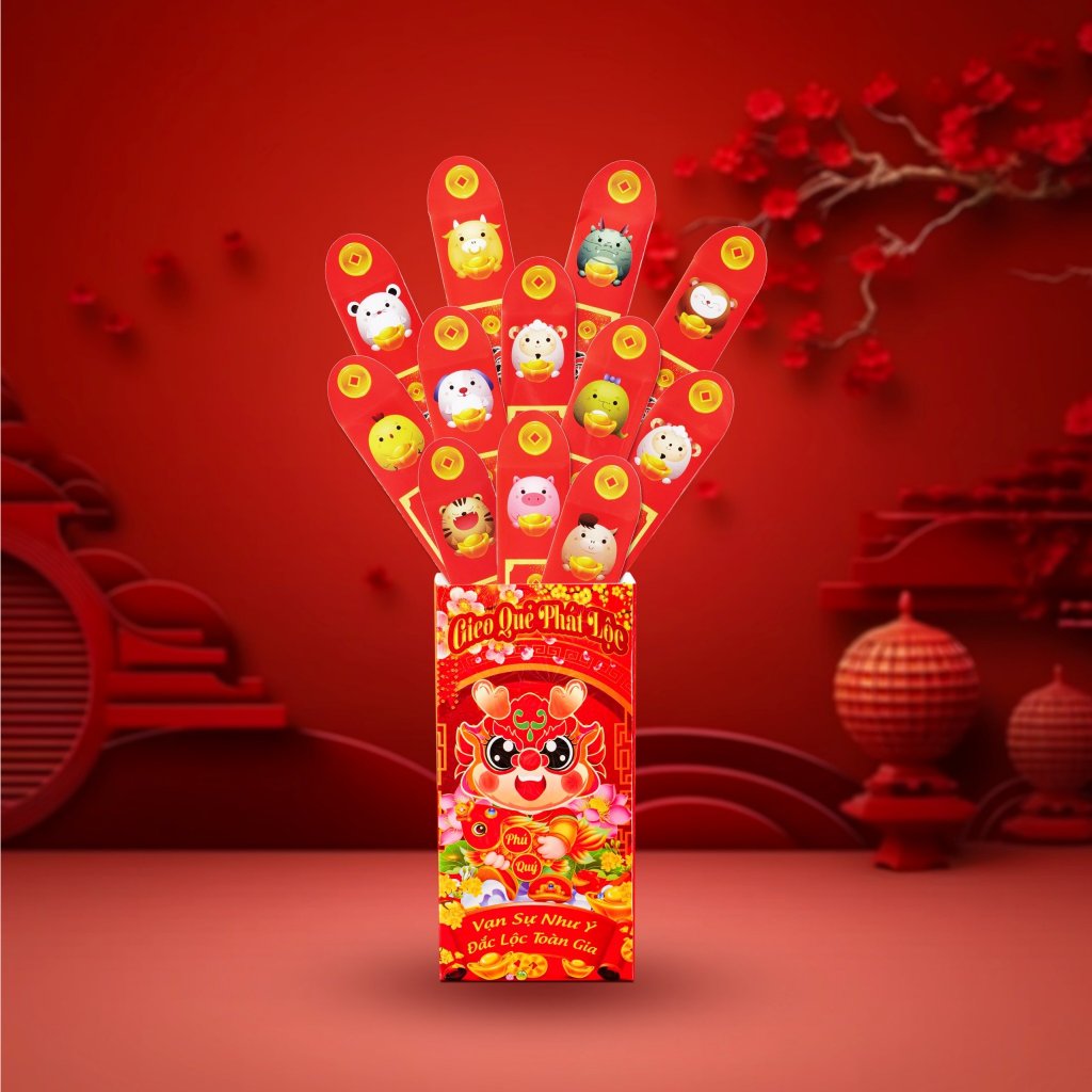 Bao Lì Xì Gieo Quẻ - Hộp 12 Quẻ - Siêu Đẹp Độc Lạ - Bao Lì Xì Gieo Quẻuẻ
