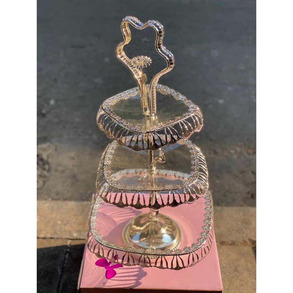 Khay Đựng Bánh Kẹo , Hoa Quả Mứt Tết | 5 đĩa , 4 đĩa / Đĩa 3t thẳng là hàng hơi lỗi hoa và sơn ở khung