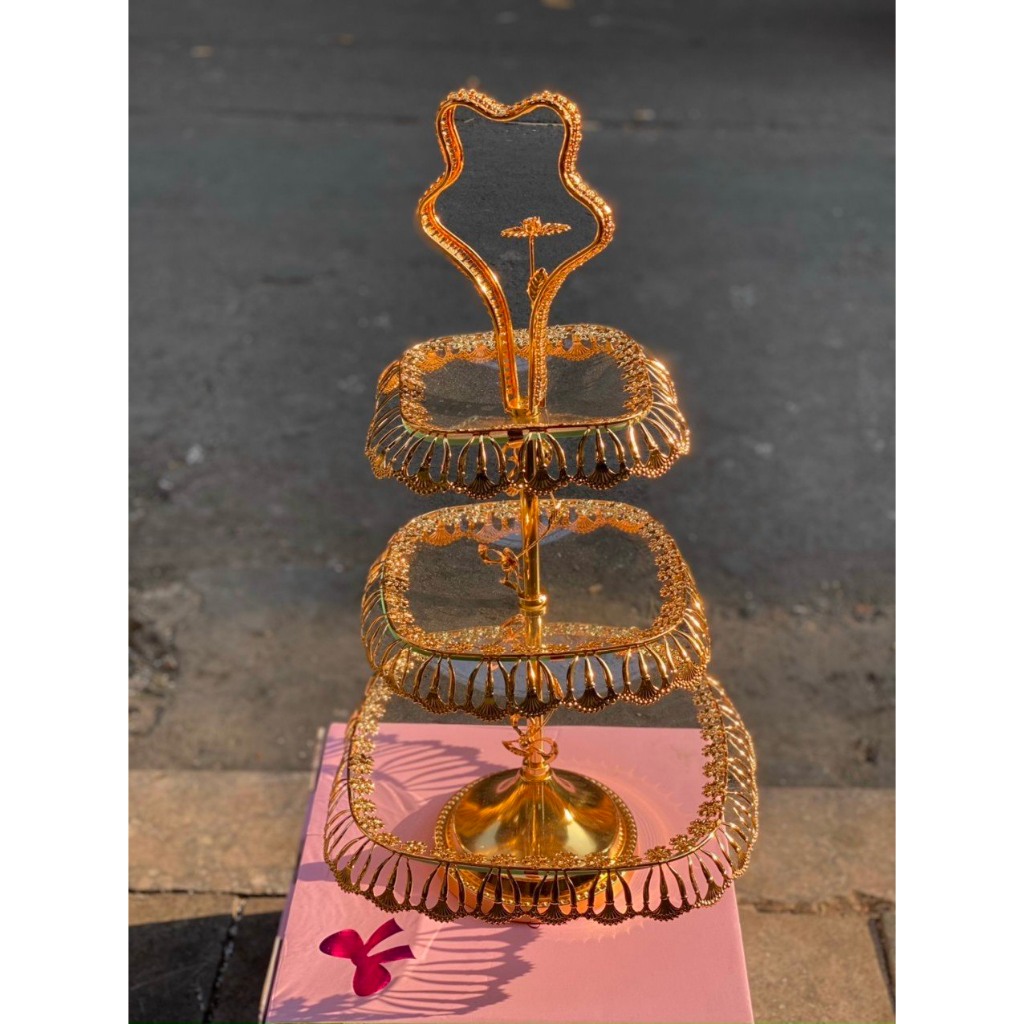 Khay Đựng Bánh Kẹo , Hoa Quả Mứt Tết | 5 đĩa , 4 đĩa / Đĩa 3t thẳng là hàng hơi lỗi hoa và sơn ở khung