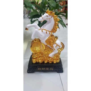 🪸⛅️🪸Tượng Ngựa TRẮNG Bạch Mã Phong Thuỷ Đứng Tiền Đế Gỗ Mới đẹp Cao 33cm N21cm S11cm biểu tượng Thành Công Tài Lộc 1280k