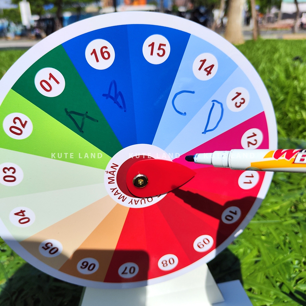 Vòng quay may mắn 25 cm 16 ô trúng thưởng làm sự kiện trò chơi giáo cụ dạy học lucky wheel size lớn V-M6