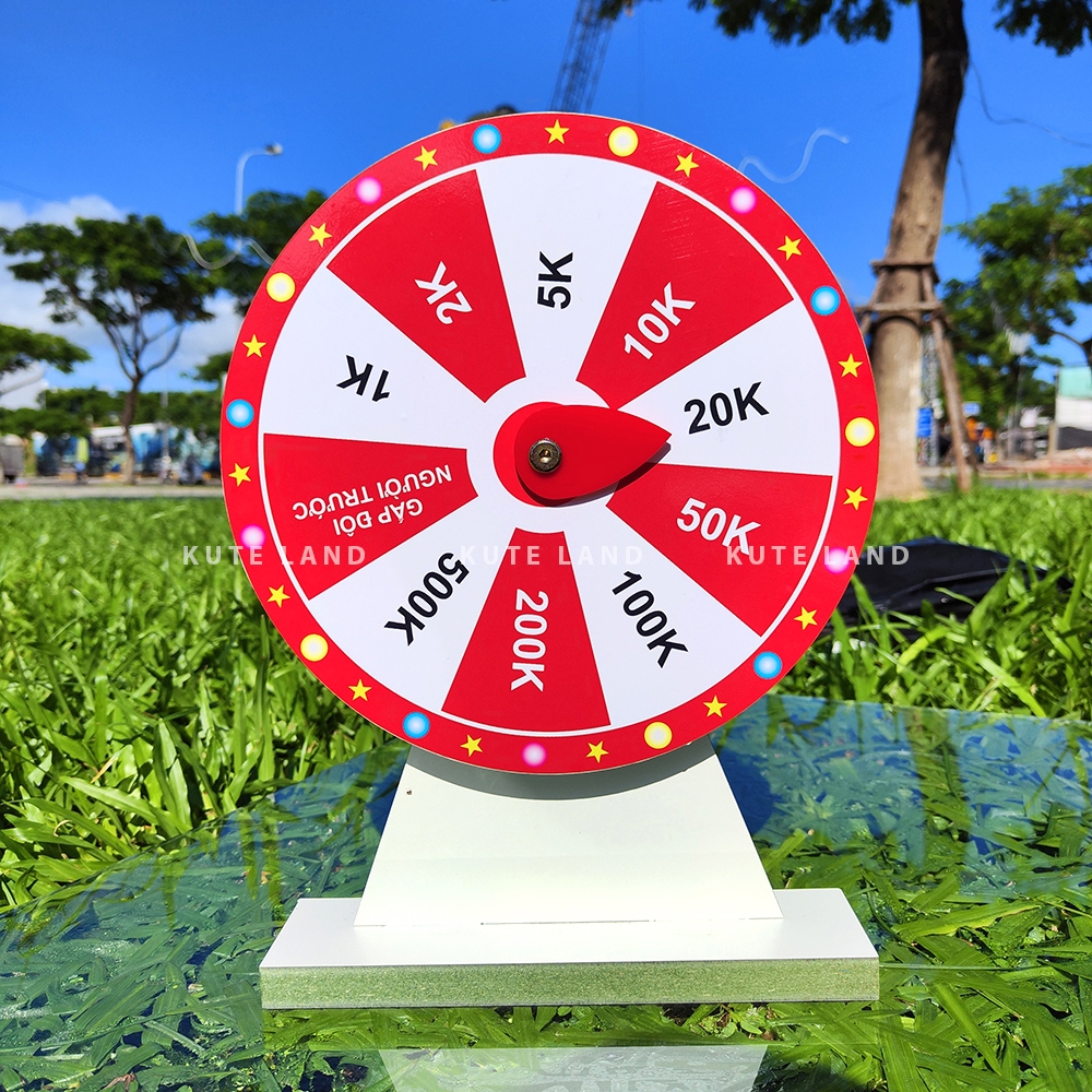 Vòng quay lì xì 2024 may mắn trúng thưởng 25 cm hot trend tết năm mới vui nhộn bằng gỗ MDF chắc chắn chống nước V-T6