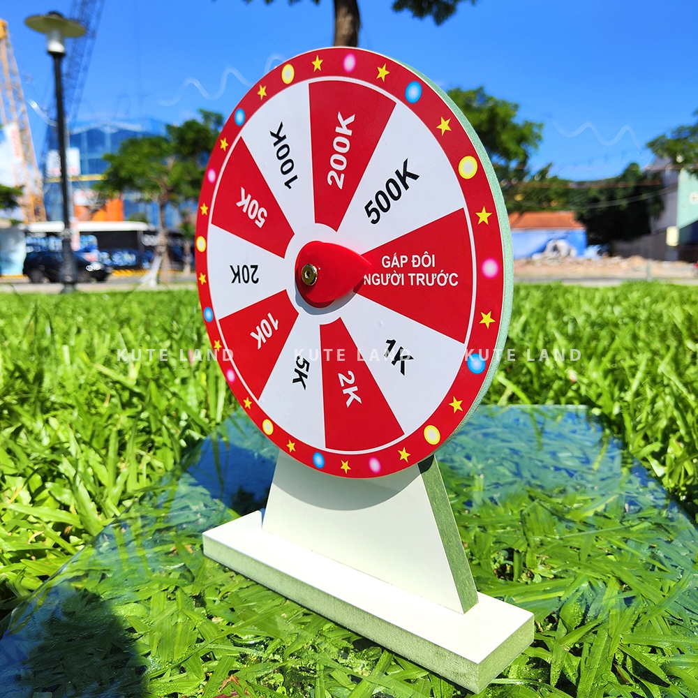 Vòng quay lì xì 2024 may mắn trúng thưởng 25 cm hot trend tết năm mới vui nhộn bằng gỗ MDF chắc chắn chống nước V-T6