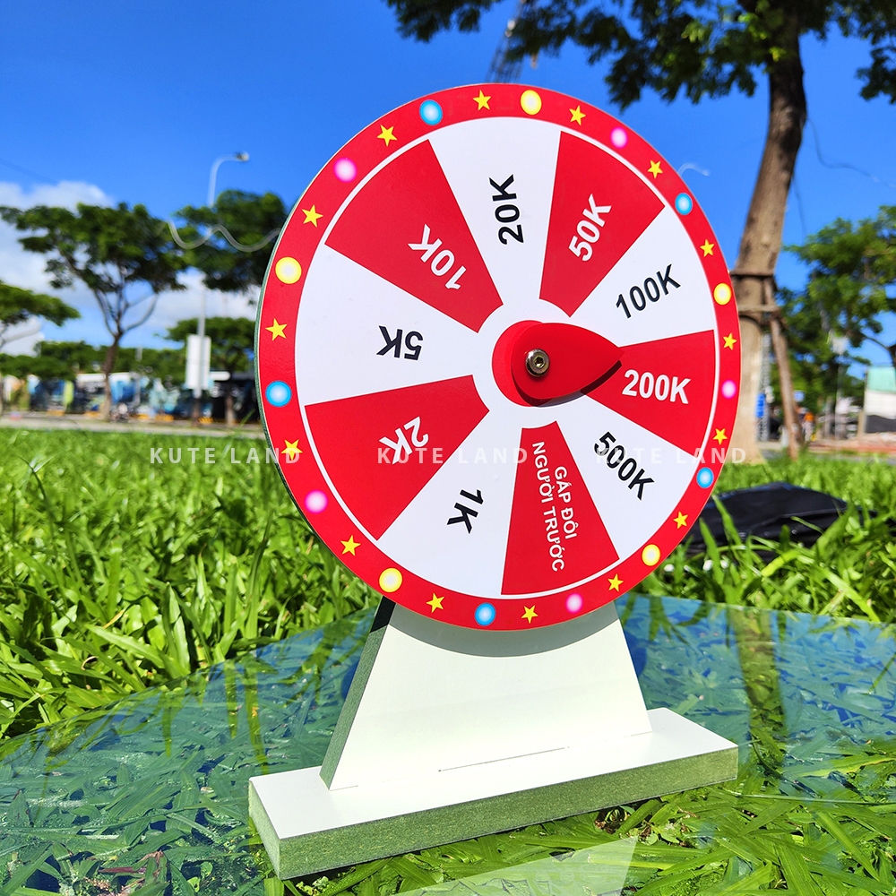 Vòng quay lì xì 2024 may mắn trúng thưởng 25 cm hot trend tết năm mới vui nhộn bằng gỗ MDF chắc chắn chống nước V-T6