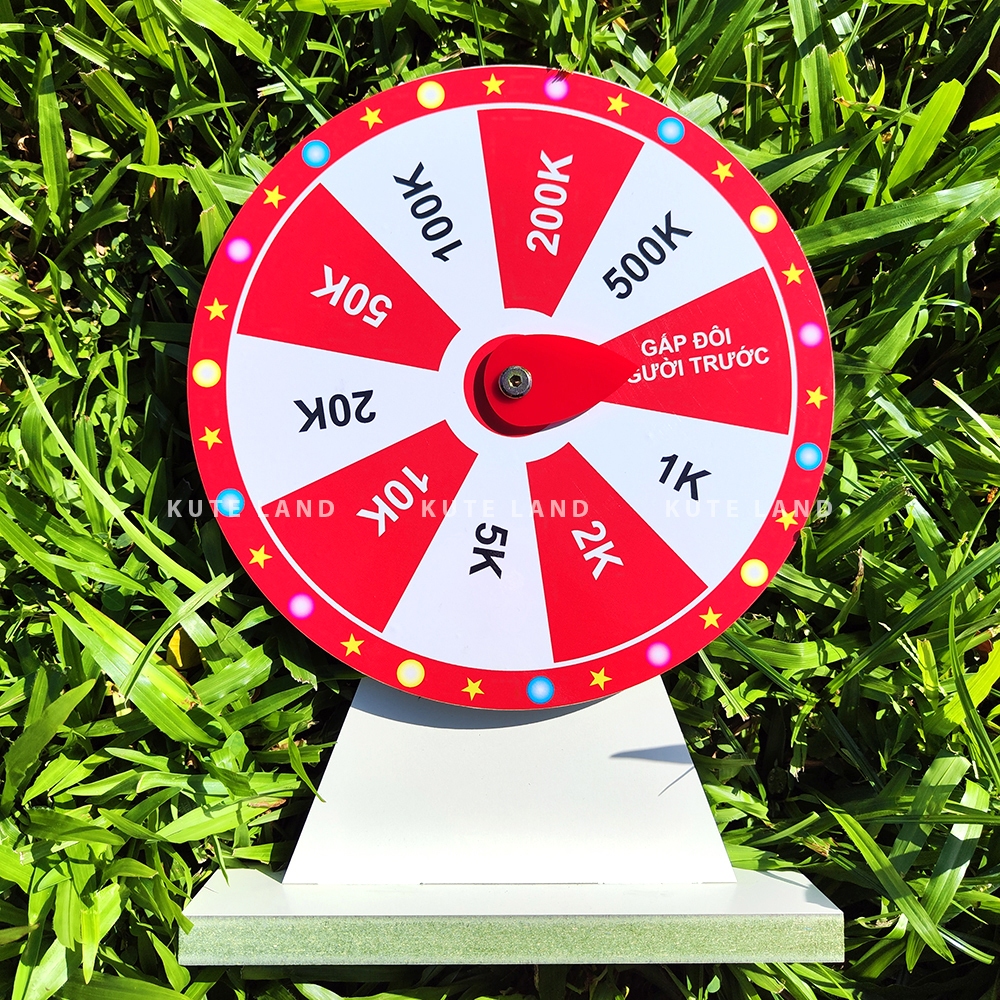 Vòng quay lì xì 2024 may mắn trúng thưởng 25 cm hot trend tết năm mới vui nhộn bằng gỗ MDF chắc chắn chống nước V-T6