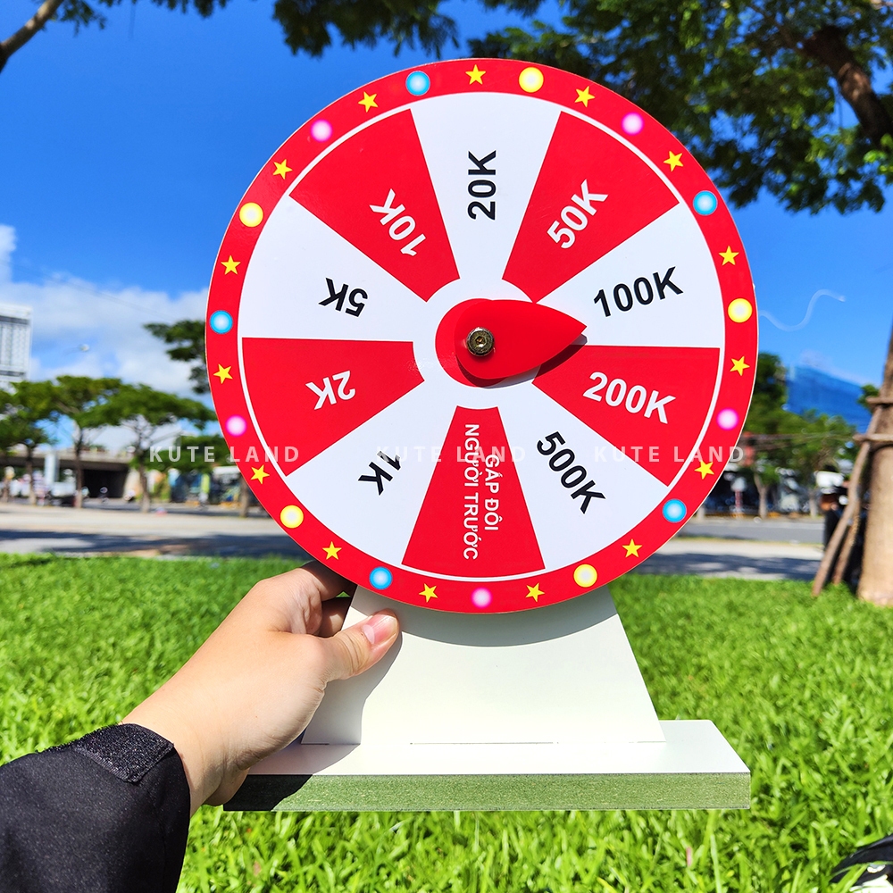 Vòng quay lì xì 2024 may mắn trúng thưởng 25 cm hot trend tết năm mới vui nhộn bằng gỗ MDF chắc chắn chống nước V-T6