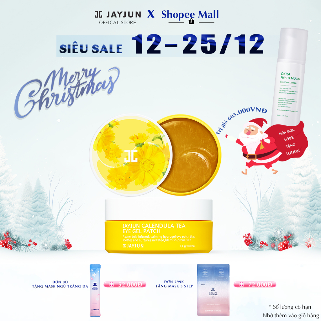 Mặt Nạ Mắt Hoa Cúc Giúp Xoá Thâm, Chống Lão Hoá JAYJUN CALENDULA TEA EYE GEL PATCH (hộp 60 miếng)